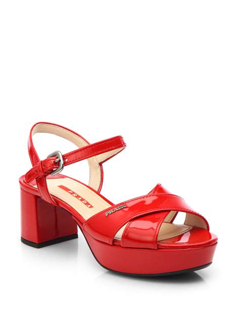 prada platform sandals red